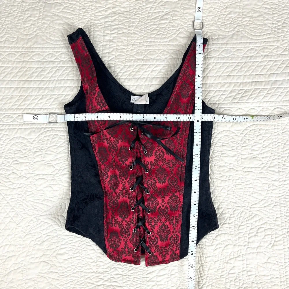 Vintage Gothic Charlotte Russe Corset Top Lace Up Damask Size Small Victorian - Picture 7 of 8